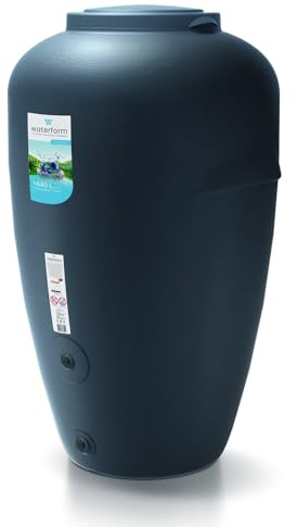 Rainwater Tank Water Butt Plastic Water Collection Container with complete connection Kit Garden Water Storage (Anthracite, 440L)