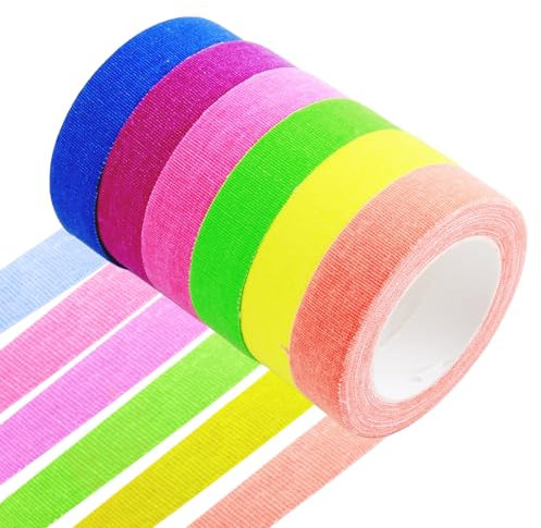 Neon Klebeband, 6 Rollen Fluoreszierendes Leuchtklebeband Schwarzlicht Klebeband Leuchtendes Gaffers Tape für Partydeko Halloween Handwerk (5m x 1,5cm)