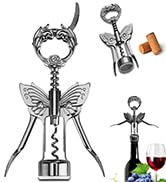 LUCYLANKER Tire Bouchon, Ouvre Bouteille de Vin, Décapsuleur en Forme D'aile de Papillon avec Coupe Capsule, Compatible avec Tous Les Bouchons En Liège, Cadeau pour Les Amateurs de Vin (Argent)