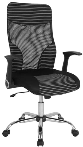 FWStyle Commercial Office Chair – Black High Back Mesh Ergonomic Desk Chair with Lumbar Support, Adjustable Height, Tilt Lock, Metal Base & Armrests
