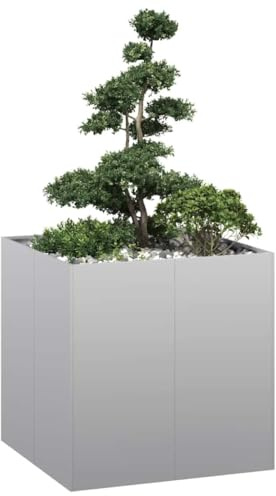 Mokuyary Pflanzkübel 80x80x80 cm Verzinkter Stahl Rechteckig Großer Blumenkübel für außen und innen Frostbeständig UV Schutz