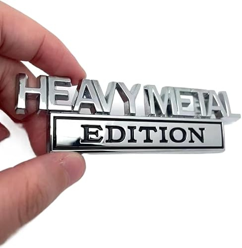 Auto-Emblem-Aufkleber, Heavy Metal Edition, Metall-Chrom/Schwarz-Design