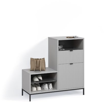 Livinity Schuhschrank Aterno, Grau, 100 x 98.5 cm mit Tür und Schublade