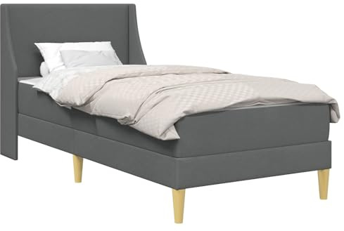 vidaXL Bettgestell mit Matratze Grau 90 x 190 cm Polyester