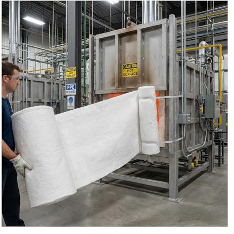 Ceramic Fiber Insulation Blanket 0.78in Thick, 2400F Fireproof for Forge, Foundry, Stove, Furnace, Blacksmithing, Pizza Oven (61x150 cm)
