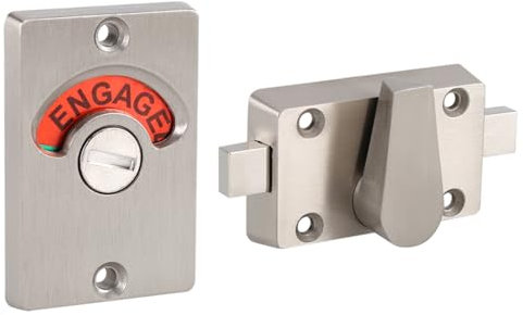 Verrou de porte en acier inoxydable avec indicateur de confidentialité - Pour salle de bain, toilettes publiques - Avec vis