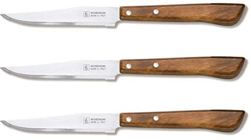 Bonomi Set 3 Coltelli in Acciaio Inox Manico in Legno