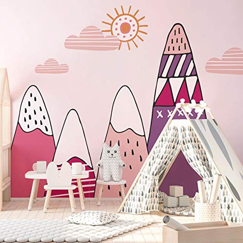 Ambiance Sticker Scandinavian Nordic Bianka Mountains Wandtattoos, DIY-Wohnkultur, abziehbare Aufkleber zum Abziehen und Aufkleben, wasserdichte und selbstklebende Wandkunst - 80 x 110 cm