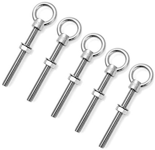 QWORK® Golfari filettati Bullone a occhiello in acciaio inossidabile con dado, M10*100mm, 5 Pz