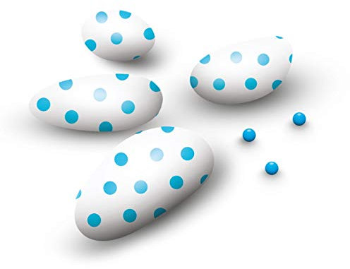 Confetti Papa | Confetti Bianco Celesti (Pois Celeste) | Confetti di Cioccolato fondente 60% | Confezione da 500g | Pezzi per confezione 130 | Senza Glutine