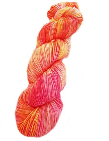 NaRoKnit - Sockenwolle Handgefärbt Merino High-Twist 100% Schurwolle (Australische Schurwolle 22 Mikron, Mulesingfrei) 100g/400m - Peach/Rosepurple