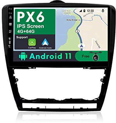 JOYX PX6 Android 11 Doppel Din Autoradio Passt für SKODA OCTAVIA（2007-2014）【4G+64G】Rückfahrkamera Canbus KOSTENLOS - 10.1 Zoll - Mit Lenkradsteuerung Dab 4G WiFi Carplay Bluetooth 4K-Video HDMI Google