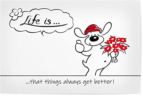artboxONE Poster 45x30 cm Typografie Life is... get Better - Bild Dog Black Nose Cartoon