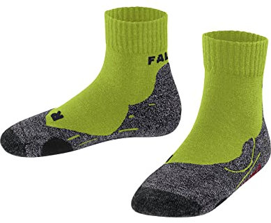 FALKE Unisex Kinder Wandersocken TK2 Short K SO Wolle Antiblasen Dick 1 Paar, Gelb (Lime 7601), 27-30