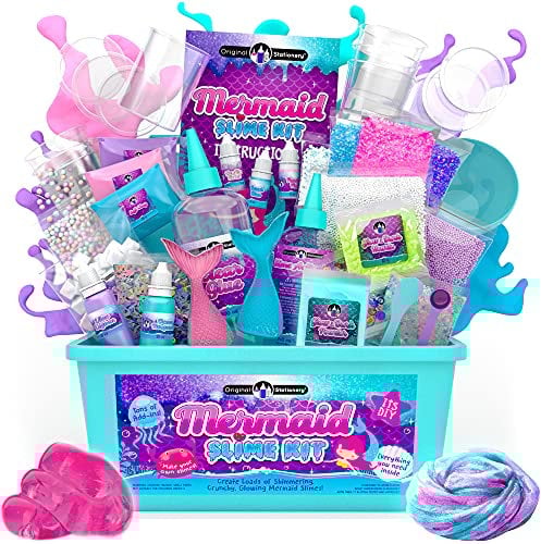 Original Stationery Slime Kit de Sirène pour Filles, Loisir Créatif de 35 Pièces pour la Fabrication de DIY Kit de Slime avec Paillettes - Cadeau pour Les Filles de 9 à 12