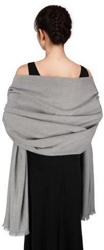 SWAT PANY Grau Damen Winterschal Pashmina Stola für Festlich Abendkleid