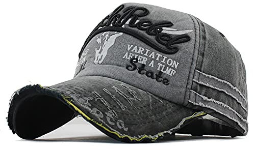 YULOONG Vintage Baumwolle Baseball Cap gewaschen Denim Sonnenhut gestickte LKW Cap Casual Sport Cap für Männer Frauen (A-Schwarz)