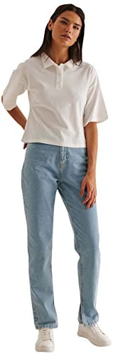 NA-KD Damen Hohe Taille, Seitenschlitz, Denim Jeans, hellblau, 42