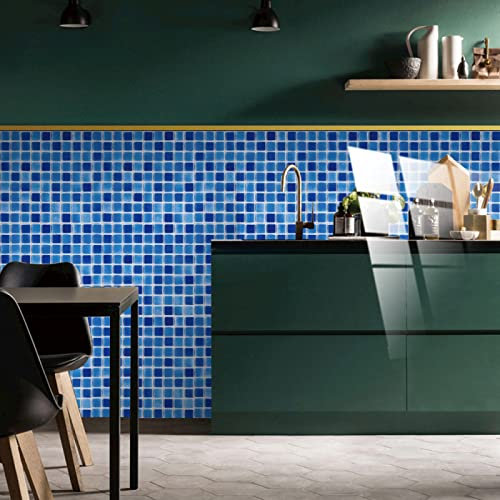 Piastrelle Adesive Cucina 20x20 Blu 10 Pezzi Mattonelle Adesive Bagno Pvc Impermeabile Adesivi per Piastrelle Parete Fai da Te Adesivi per Cucina Decorazioni