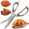 Retoo Multifunktionsschere, Schere mit Öffner, Scharfe Küchenschere aus Edelstahl mit Flaschenöffnung für Fleisch, Walnuss, Fish, Kochschere, Haushaltsschere, 22,5 cm Lange, (Grau und Rosa)