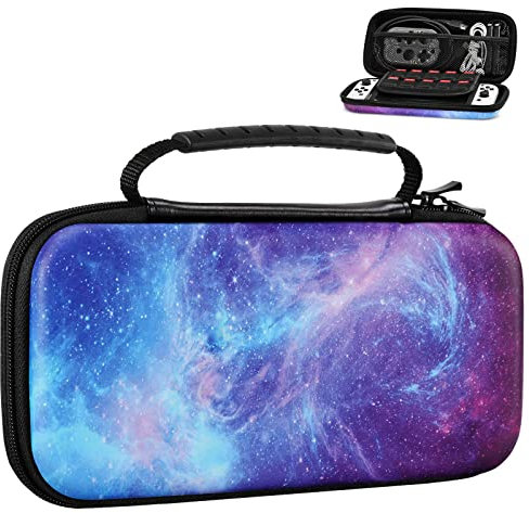MoKo Tasche Kompatibel mit Nintendo Switch OLED Modell/Nintendo Switch, Tragbare Reise Rundum Schutz Hartschalen Aufbewahrungstasche für Nintendo Switch Zubehör Tragetasche Hülle Case, Sternenhimmel