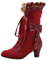 COOLCEPT Donna Vintage Victorian Stivali Cordoncino Bowknot Medio Tacco a Blocco Steampunk Stivali Claret Numero 40 Asiatico