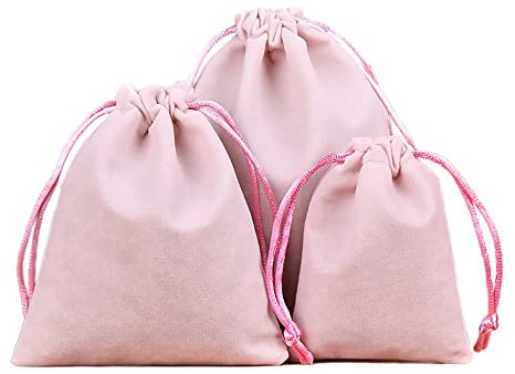 6 Stück Samtbeutel Schmuckbeutel, Kleine Stoff Beutel mit Kordelzug, Samt Säckchen Geschenkbeutel Stoffsäckchen zum Befüllen für Schmuck Hochzeit Weihnachten Geburtstag Party Geschenk,8x10cm Rosa