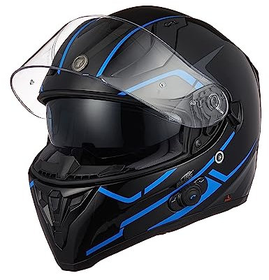 TORC Casco Moto Integrale Bluetooth Casco Scooter con Doppia Visiera Omologato ECE 22-06
