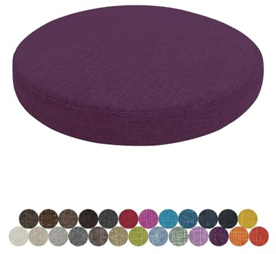 Lsjoaw Rund Sitzkissen Stuhlkissen 30 X 30 X 3CM(1 Pieces) Leinen Sitzpolster Abnehmbares Memory Schaum Runde Sitzauflage für Stuhl Bank Hocker Haus Küche Esszimmer Garten Büro,Dunkelviolett