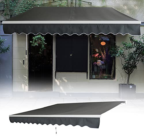 JOIEYOU Toldo para balcón, resistente a los rayos UV, con manivela, brazo articulado, protección solar, color gris oscuro, 2,5 x 2 m
