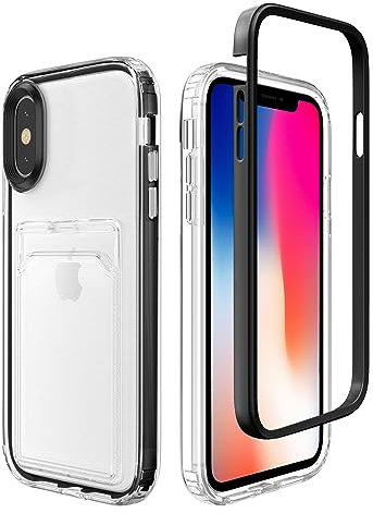 ZCDAYE Case for iPhone X/iPhone XS, iPhone X/iPhone XS Clear Phone Case with Card Holder, Slim Clear Soft TPU Shockproof Phone Case for iPhone X/iPhone XS - Black