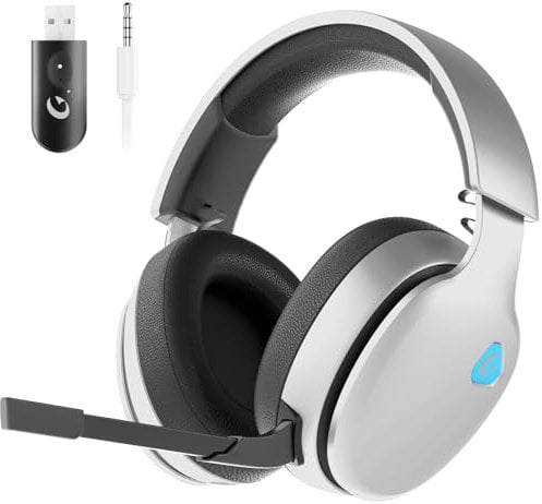Gvyugke Cascos Gaming Inalambricos, Cascos PS5 Inalambricos Bluetooth, Auriculares PS5 Gaming Cascos para PC/PS5/PS4/Switch, Auriculares con Micrófono, Auriculares para Videojuegos Inalámbricos PC