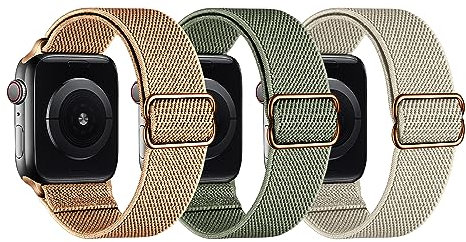 LanQii Nylon Cinturino Compatibile con Apple Watch Ultra 49mm, per Apple Watch Series 8/7/6/5/4/3/2/1/SE, 3 Pezzi Nylon Solo Loop Sportivo Cinturini Ricambio Uomo/Donna per Apple Watch 45mm 44mm 42mm