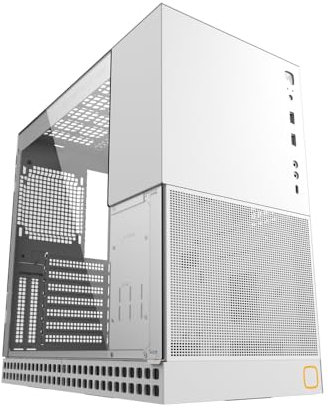 Geometric Future M4 King Arthur Mid/Mini Tower, E-ATX/ATX Gaming Case, Glass/ 1.2mm Steel,Type C, Vertical GPU Mount - White