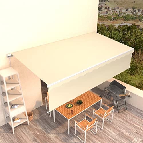 Lawn & Garden-Manuelle einziehbare Markise mit Rollo, 6 x 3 m, cremefarben