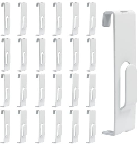 Unlorspy 25 ganchos de pared de rejilla blanca, ganchos de muesca de metal para colgar cuadros, accesorios de pared para rejilla de alambre