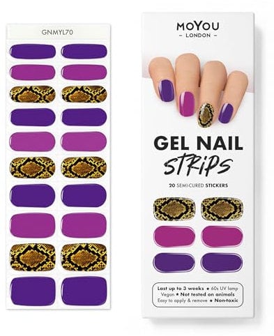 MOYOU LONDON Semi Cured Gel Nail Strips - 20 Pcs. Nail Wraps for Salon-Quality Manicure - Works with Any UV Lamp - Easy to Apply, Trim, & Remove Gel Stickers