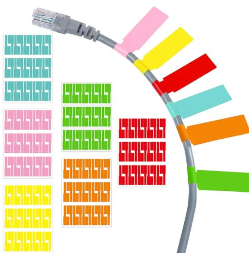 Cable Labels, 180 Pcs Self-Adhesive Cable Label Sticker, Cable Identification Tags, Waterproof Wire Cord Label Cable Stickers for Marking & Organizing Cables in Office, Home, School (6 Colors)