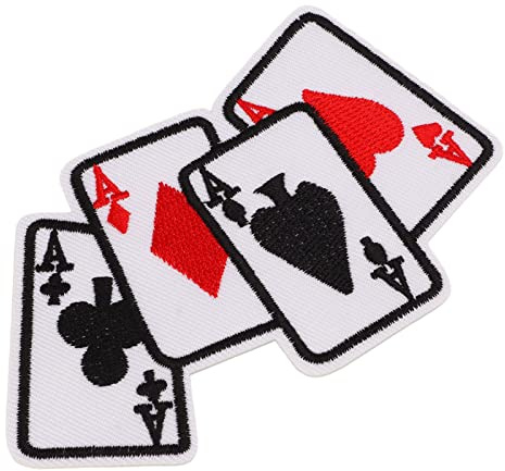 Leopacat Poker Ace Kleidung Patch, Aufnäher Spielkarten Ass, Eisen Auf Karte Emblem Gestickte Applikationen Spiel karte Applique DIY T-shirt Stoff zum Aufnähen oder Aufbügeln auf Kleid Hut Jeans
