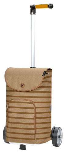ANDERSEN Einkaufstrolley - Shopper Eske braun | mit ergonischem 3-Wege-Griff, höhenverstellbar, aus Alu, bis 40 kg - Tasche mit Kordelzug, Fronttasche, Reflektoren, 47 L