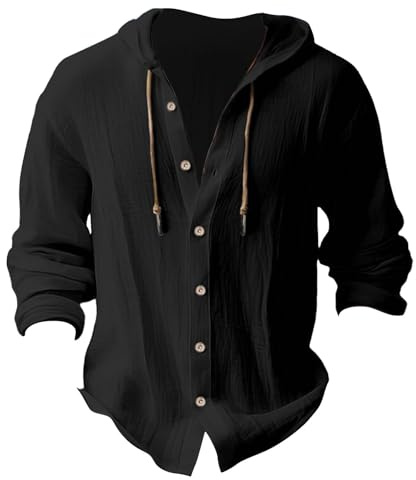 Kapuzenpullover Herren Baumwolle Pullover Dünner Baseball-Sweatshirt Langarm mit Knopf T-Shirt Hemden Tops Hoodie Mit Kapuze Knopfleiste