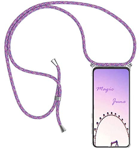 Paekear Handykette Handyhülle für Huawei P8 Lite 2017 / Honor 8 Lite Hüllen, Smartphone Necklace Hülle mit Band - Transparent Schutzhülle Stossfest - Schnur mit Case zum Umhängen - Violett