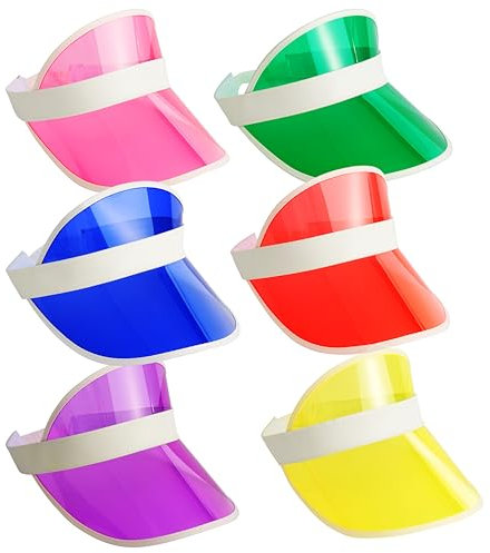 Bramble Unisex Neon Sonnenvisiere – 6er Pack, Einheitsgröße – Perfekt für Sport, 80er Jahre Kostüme, Festivals, Partys