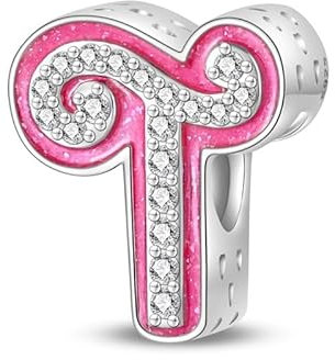 KUNSIR Charm Anhänger Damen Buchstabe T für Armband 925 Sterling Silber Charms Beads passend für Pandora Armband und Halskette, Kompatibel mit Europäischen Armbänder für Frauen Mädchen