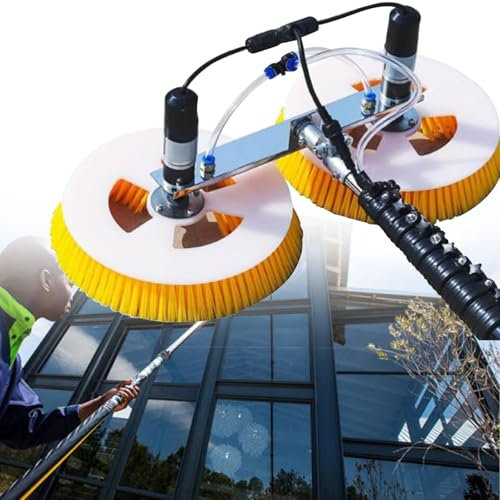 Nettoyeur De Panneaux Solaires à Sec Et à Eau, Brosse Rotative à Tige TéLescopique pour Panneaux Solaires, Brosse De Nettoyage De Panneaux Solaires à Double TêTe, Robots De Nettoyage Solaires,6m