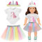 Puppenkleidung und Outfits für Baby Puppen - Puppenzubehör mit Einhornmuster Strampler und Stirnband - Geschenke für Mädchen und Jungen
