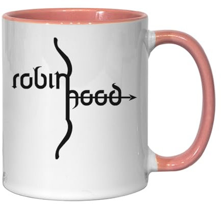 Tasse à thé ou café en céramique avec motif d'archer minimaliste Robin des Bois Rose