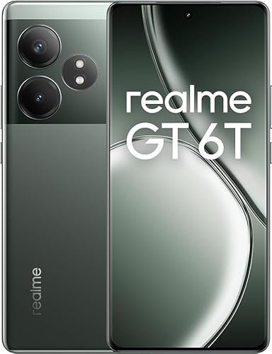 realme GT 6T 5G Teléfono Móvil 8+256 GB, Snapdragon® 7+ de 3.ª generación, Pantalla ultrabrillante de 6000 nits, Cámara Sony de 50 MP con OIS, sin Adaptador (Green)