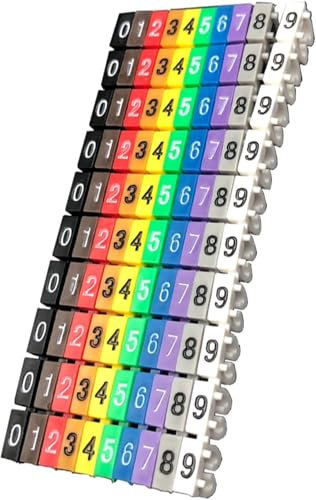 200Pcs Clip on Wire Markers 0-9 Coded, Wire Number Labels Colorful Wire Numbering Marker Tube Cable Marker, C-Type Marker Clip on String Cable Identification for Marking Color Coded Cables (2.5mm²)