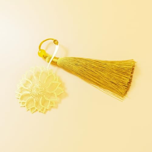 Premium Messing-Lesezeichen mit Quaste Elegant & Langlebig – Perfektes Geschenk für Buchliebhaber (Sonnenblume)(Damen/Männer/Kollegen)